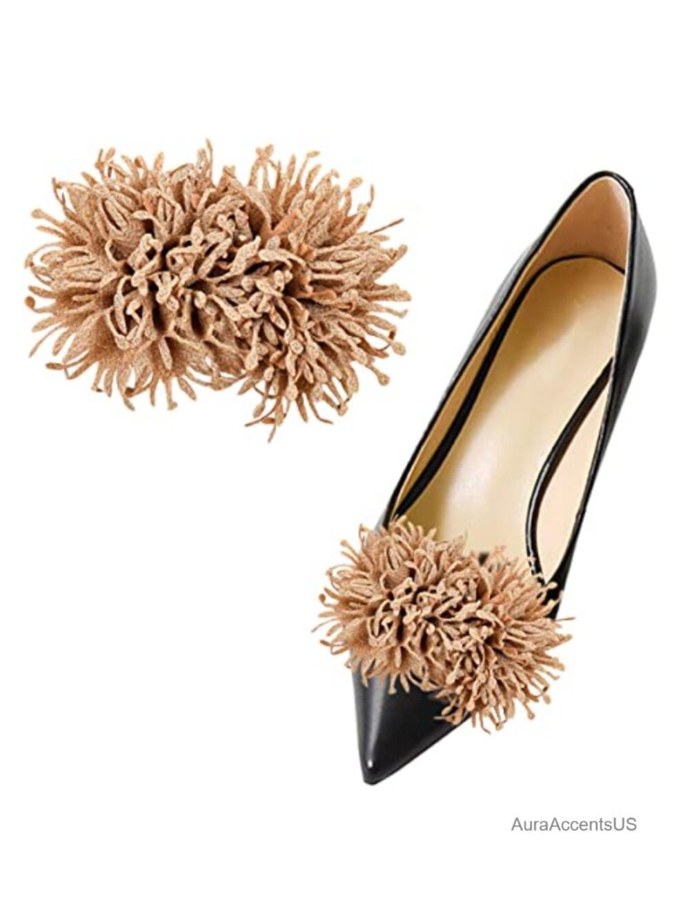 Set of 2 3D Flower Shoe Clips Burned Edge Detachable Buckle DIY Shoe Accessories